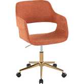 Margarite Office Task Chair in Gold & Orange Fabric